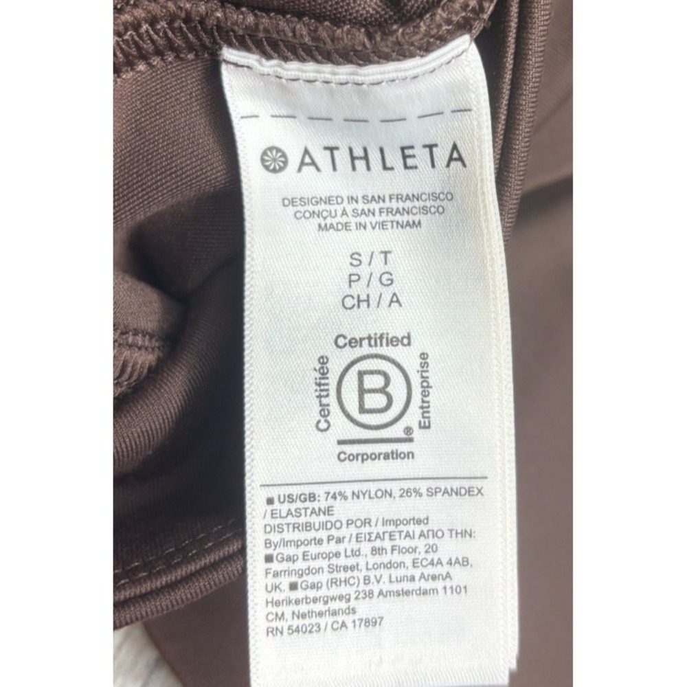 Athleta Brown Straight Leg Ankle Zip Pants Pockets Travel Work Gym Sz Small Tall - Picture 4 of 8